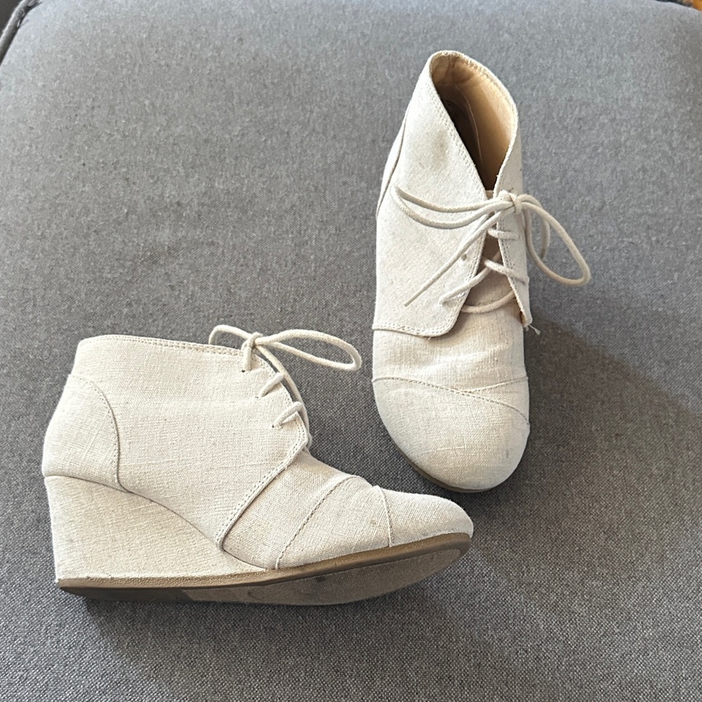Stylish Cream Wedge Ankle Boots